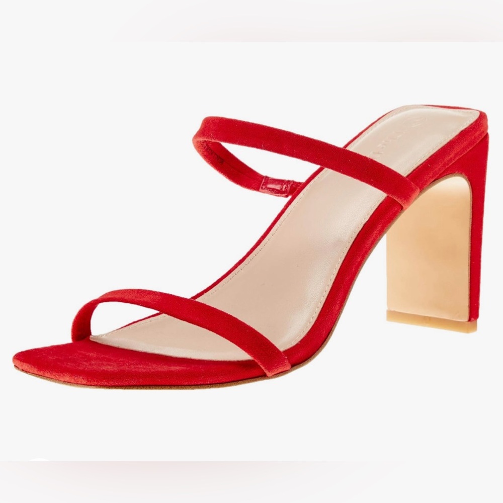 red two strap heels